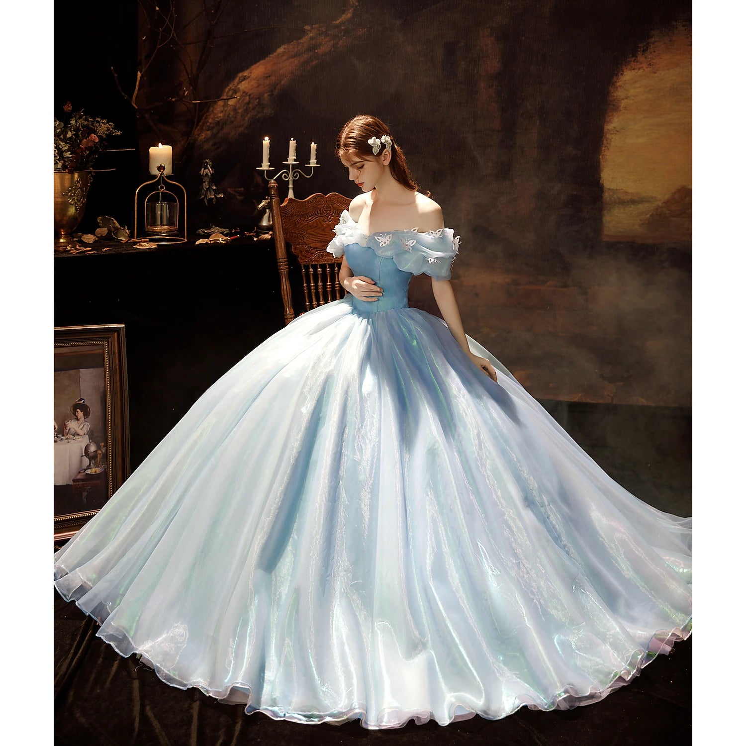 Prinzessin Shakespeare Gothic Rokoko Vintage inspiriertes Prinzessinnenkleid Partykostüm Maskerade Ballkleid Damenkostüm Vintage Cosplay Party Maskerade Hochzeitsfeier Ballkleid mit 3/4-Ärmeln
